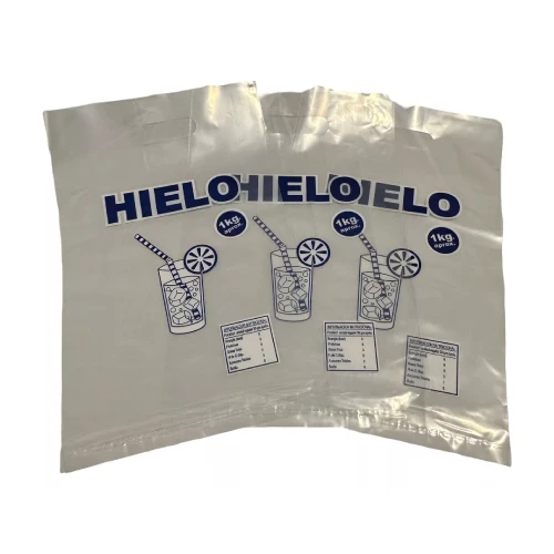 $20.000 Bolsas para envasar hielo con diseño genérico (pack 250 bolsas)